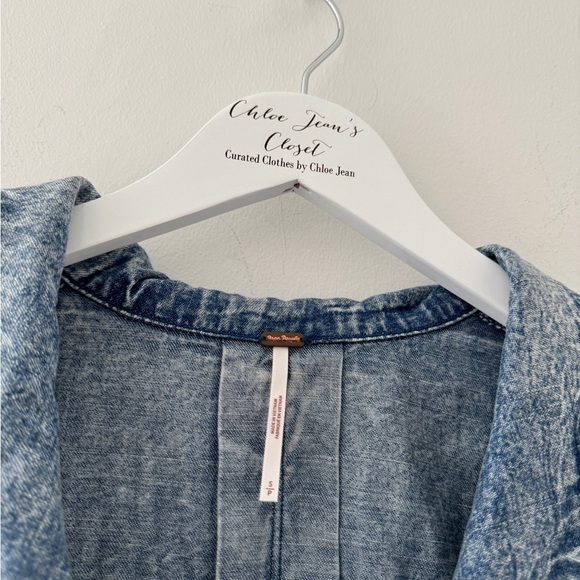 FREE PEOPLE Denim Charlie Button Down Mini Dress S - Picture 4 of 8